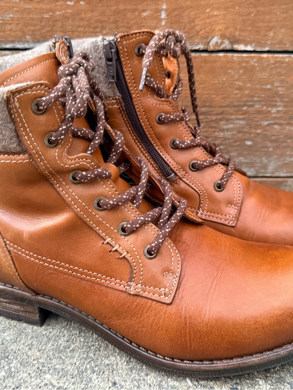 Taos Cutie Boots Women 41 /10-10.5 Casual Lace Up & Zip Ankle Boot Brown Leather - Picture 2 of 10